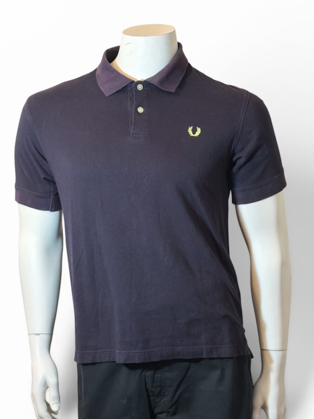 Fred Perry Men's Black Polo with Yellow Laurel Logo